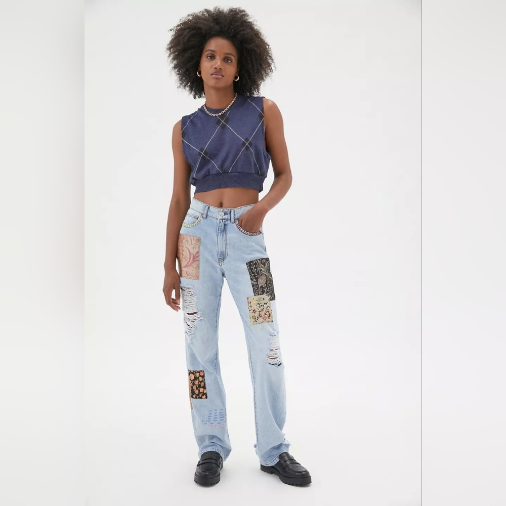 Urban Outfitters BDG High-Waisted Cowboy Jean Printed Patchwork, size 28
